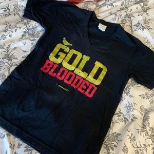 Adapt Black Gold Blooded V-Neck San Francisco 49er Cotton T-shirt Small